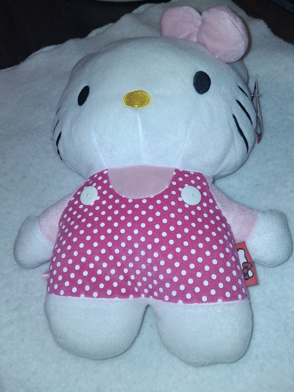 Hello Kitty White Plush with Pink Polka Dot Outfit